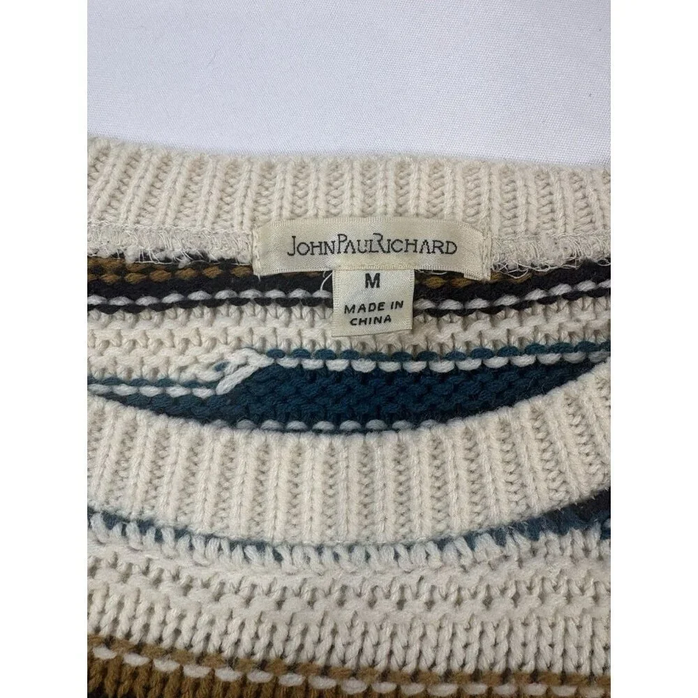 John Paul Richard Womens Open-Knit Multicolor Pullover Sweater Blouse Size M